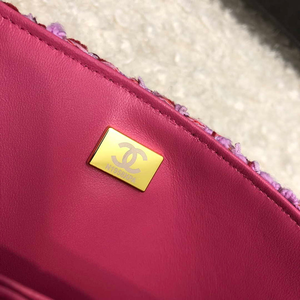 Chanel A01112 Flap Handbag Classic Bag Tweed Pink