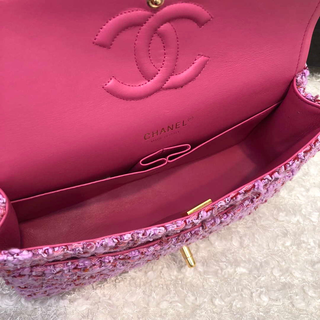 Chanel A01112 Flap Handbag Classic Bag Tweed Pink
