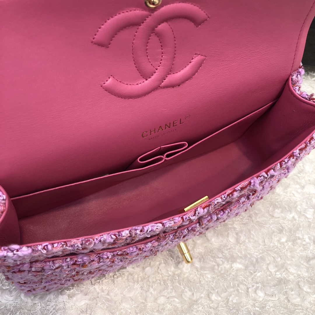 Chanel A01112 Flap Handbag Classic Bag Tweed Pink
