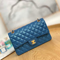 Chanel A01112 Flap Handbag Classic Grained shiny Calfskin Navy Blue Gold - Default Title - View 1