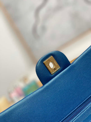 Chanel A01112 Flap Handbag Classic Grained shiny Calfskin Navy Blue Gold - Default Title - View 4