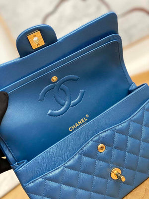 Chanel A01112 Flap Handbag Classic Grained shiny Calfskin Navy Blue Gold - Default Title - View 5