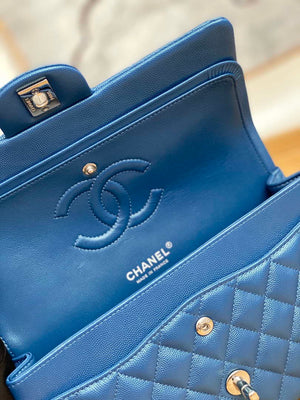 Chanel A01112 Flap Handbag Classic Grained shiny Calfskin Navy Blue Silver - Default Title - View 7