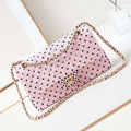 Chanel A01112 Flap Pink Fabric Printed with white raindrops - Default Title - View 1