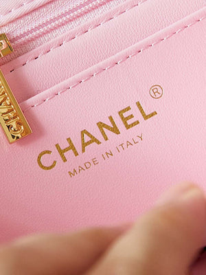 Chanel A01112 Flap Pink Fabric Printed with white raindrops - Default Title - View 8
