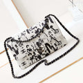 Chanel A01112 Flap White Fabric with Black Printed - Default Title - View 1