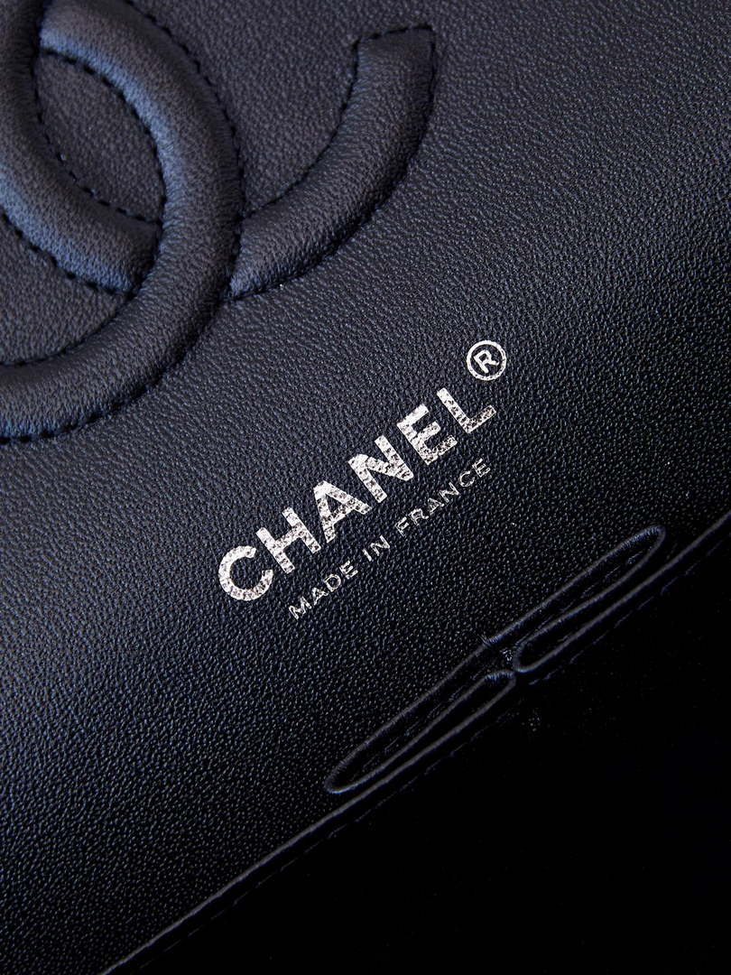 Chanel A01112 Flap White Fabric with Black Printed