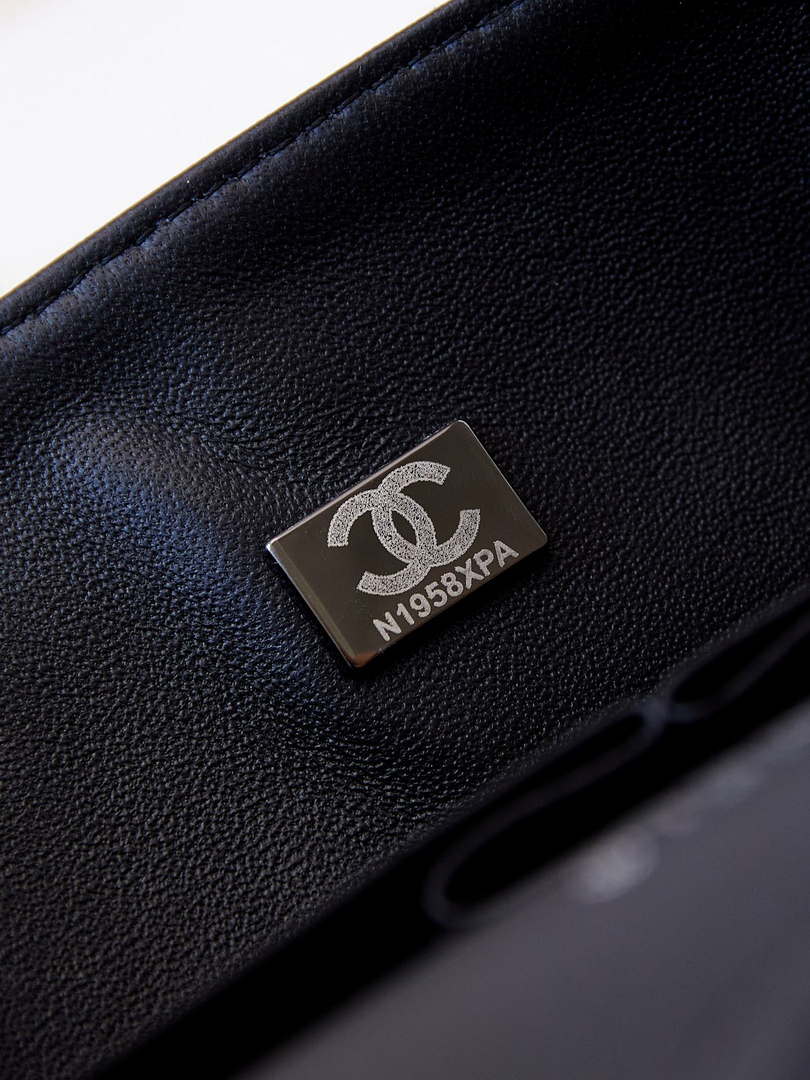 Chanel A01112 Flap White Fabric with Black Printed - Default Title - View 9