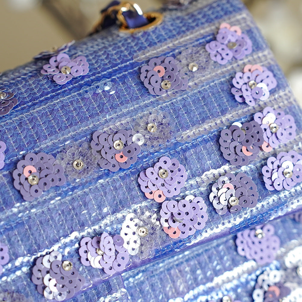 Chanel A01112 Violet Sequins Flap Classic 11.12 Handbag Purple