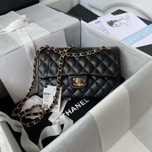 Chanel A01113 Flap Handbag Classic Bag Black Lambskin Gold - Default Title - View 1