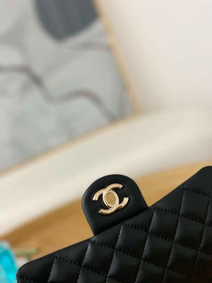 Chanel A01113 Flap Handbag Classic Bag Black Lambskin Gold With Ball - Default Title - View 3
