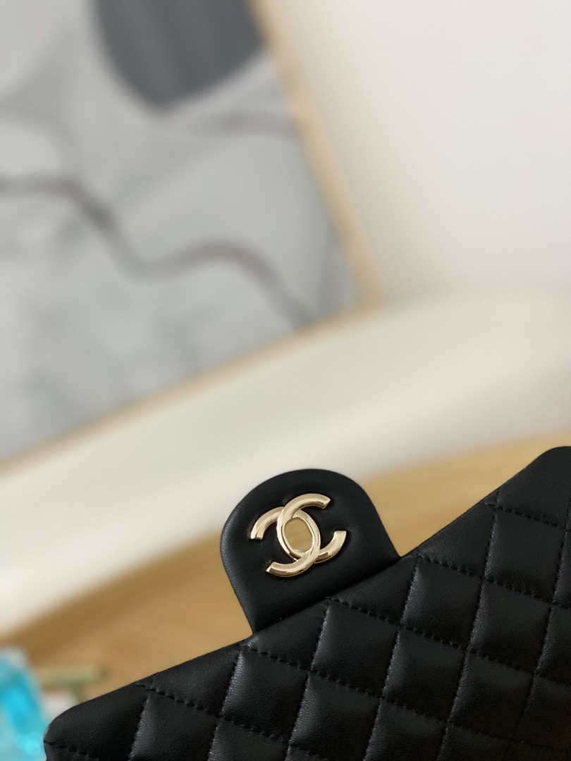 Chanel A01113 Flap Handbag Classic Bag Black Lambskin Gold With Ball - Default Title - View 3