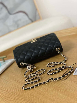 Chanel A01113 Flap Handbag Classic Bag Black Lambskin Gold With Ball - Default Title - View 5