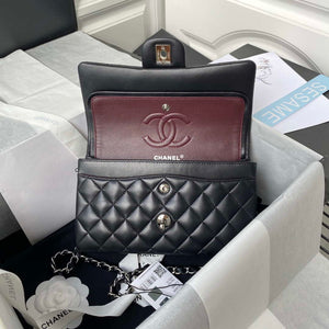 Chanel A01113 Flap Handbag Classic Bag Black Lambskin Silver - Default Title - View 6