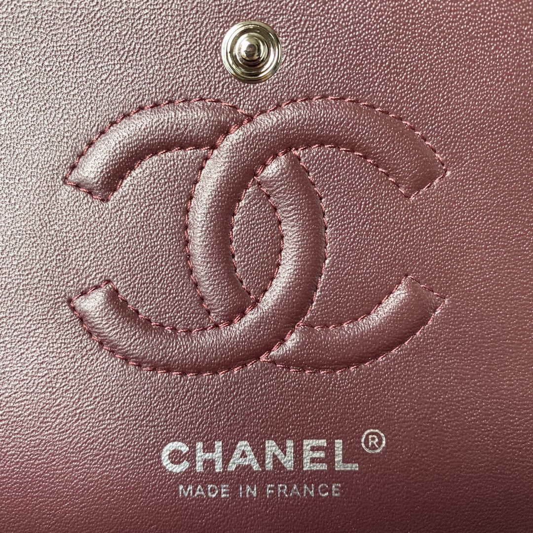 Chanel A01113 Flap Handbag Classic Bag Black Lambskin Silver