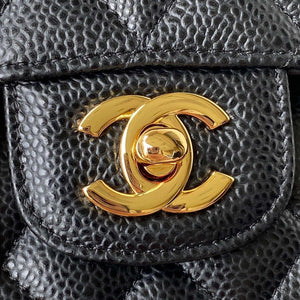 Chanel A01113 Flap Handbag Classic Bag Grained shiny Calfskin Black Gold - Default Title - View 3