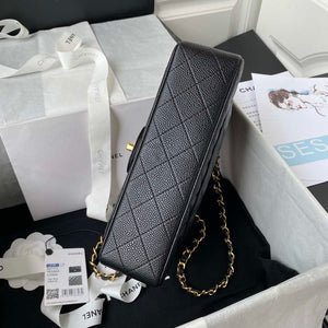Chanel A01113 Flap Handbag Classic Bag Grained shiny Calfskin Black Gold - Default Title - View 6