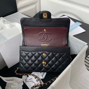 Chanel A01113 Flap Handbag Classic Bag Grained shiny Calfskin Black Gold - Default Title - View 8