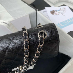 Chanel A01113 Flap Handbag Classic Bag Grained shiny Calfskin Black Silver - Default Title - View 4