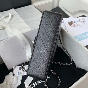 Chanel A01113 Flap Handbag Classic Bag Grained shiny Calfskin Black Silver - Default Title - View 6