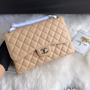 Chanel A01113 Maxi Flap Handbag Classic bag Grained shiny Calfskin gold Tan - Default Title - View 3