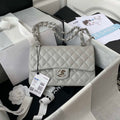 Chanel A01113 Flap Handbag Classic Bag Grained shiny Calfskin Ligth Gray Silver - Default Title - View 1