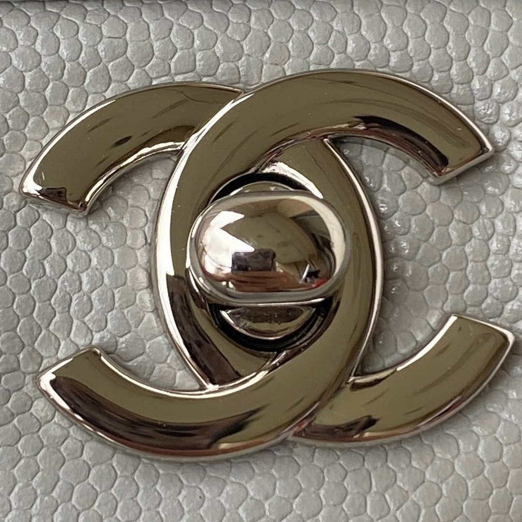Chanel A01113 Flap Handbag Classic Bag Grained shiny Calfskin Ligth Gray Silver