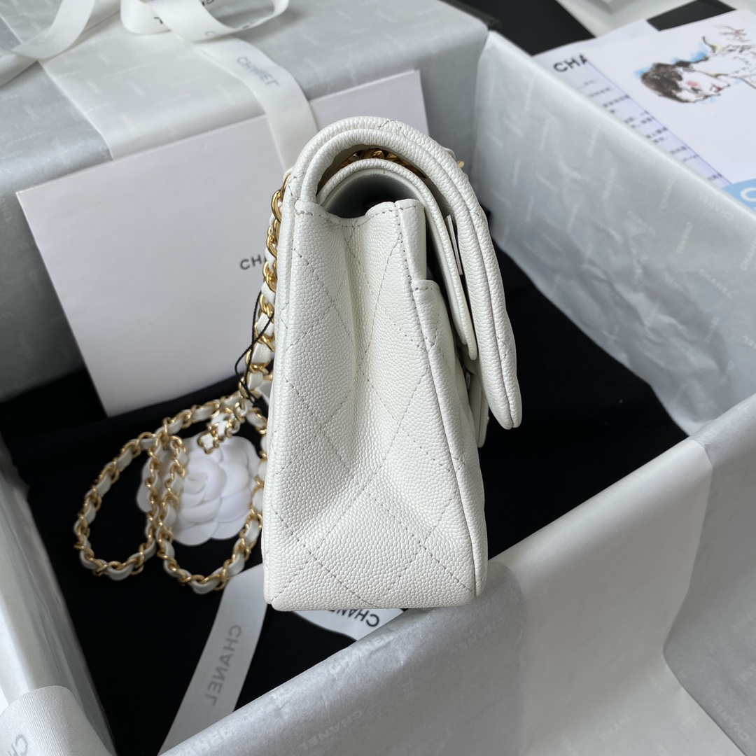 Chanel A01113 Flap Handbag Classic Bag Grained shiny Calfskin White Gold - Default Title - View 5