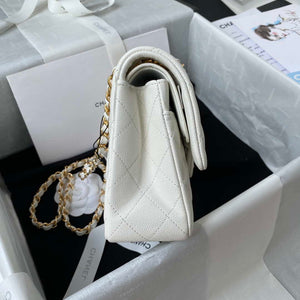 Chanel A01113 Flap Handbag Classic Bag Grained shiny Calfskin White Gold - Default Title - View 5