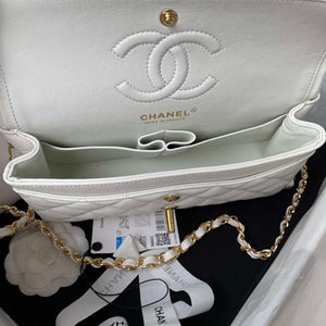 Chanel A01113 Flap Handbag Classic Bag Grained shiny Calfskin White Gold - Default Title - View 7