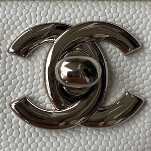 Chanel A01113 Flap Handbag Classic Bag Grained shiny Calfskin White Silver - Default Title - View 3