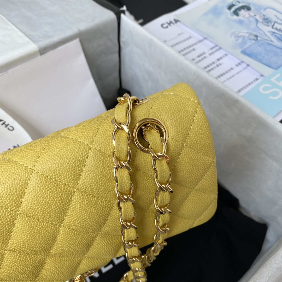 Chanel A01113 Flap Handbag Classic Bag Grained shiny Calfskin Yellow Gold - Default Title - View 4