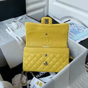 Chanel A01113 Flap Handbag Classic Bag Grained shiny Calfskin Yellow Silver - Default Title - View 6