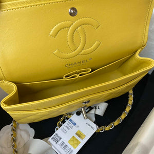 Chanel A01113 Flap Handbag Classic Bag Grained shiny Calfskin Yellow Silver - Default Title - View 7
