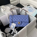 Chanel A01113 Flap Handbag Classic Bag Lambskin Purple Gold - Default Title - View 1