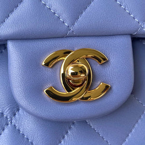 Chanel A01113 Flap Handbag Classic Bag Lambskin Purple Gold - Default Title - View 3
