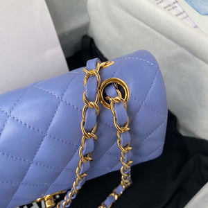 Chanel A01113 Flap Handbag Classic Bag Lambskin Purple Gold - Default Title - View 4