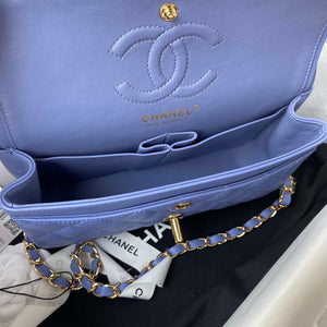 Chanel A01113 Flap Handbag Classic Bag Lambskin Purple Gold - Default Title - View 7
