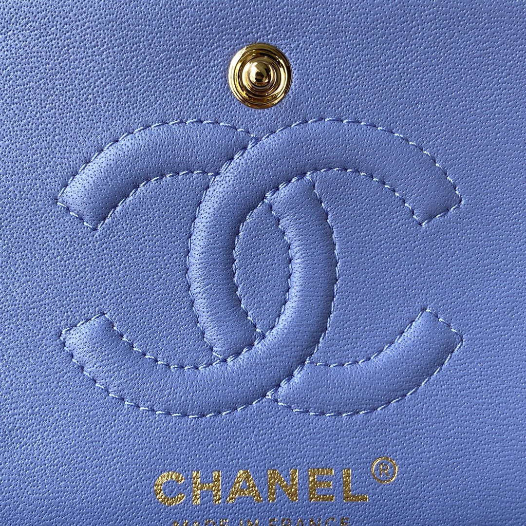 Chanel A01113 Flap Handbag Classic Bag Lambskin Purple Gold