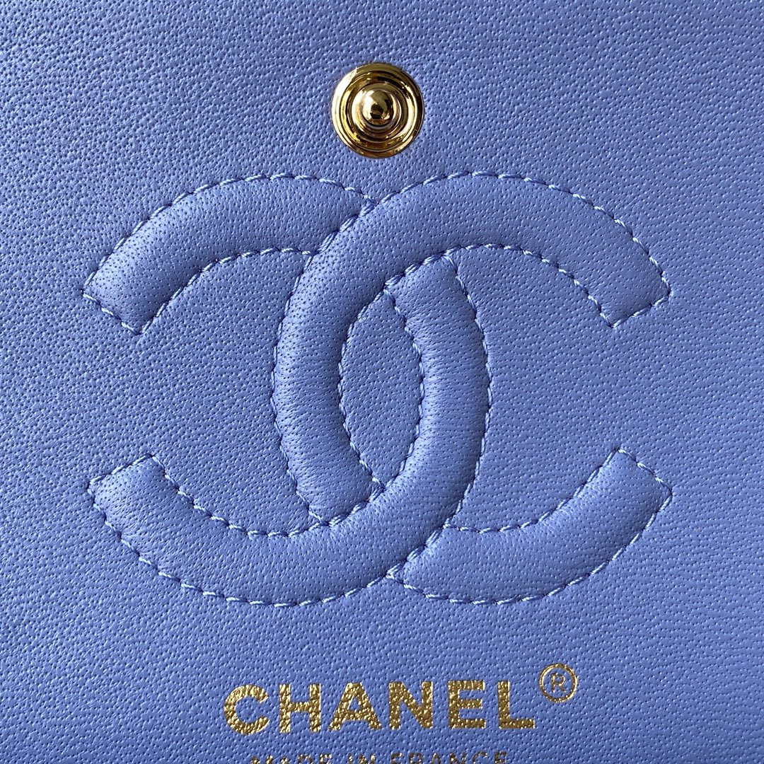 Chanel A01113 Flap Handbag Classic Bag Lambskin Purple Gold - Default Title - View 8
