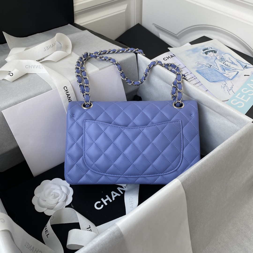 Chanel A01113 Flap Handbag Classic Bag Lambskin Purple Silver - Default Title - View 2