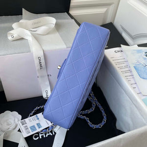 Chanel A01113 Flap Handbag Classic Bag Lambskin Purple Silver - Default Title - View 6