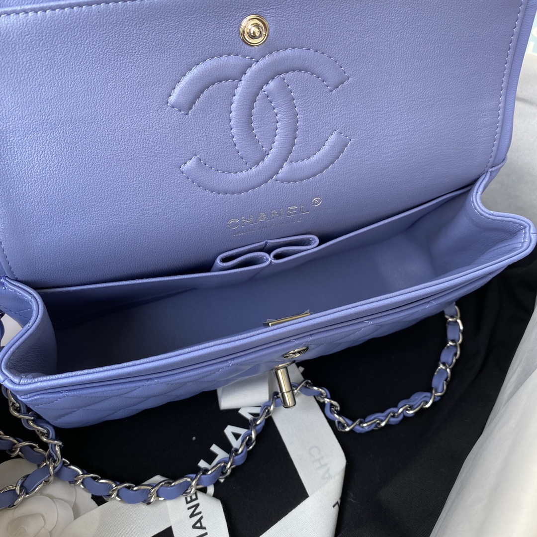 Chanel A01113 Flap Handbag Classic Bag Lambskin Purple Silver - Default Title - View 7