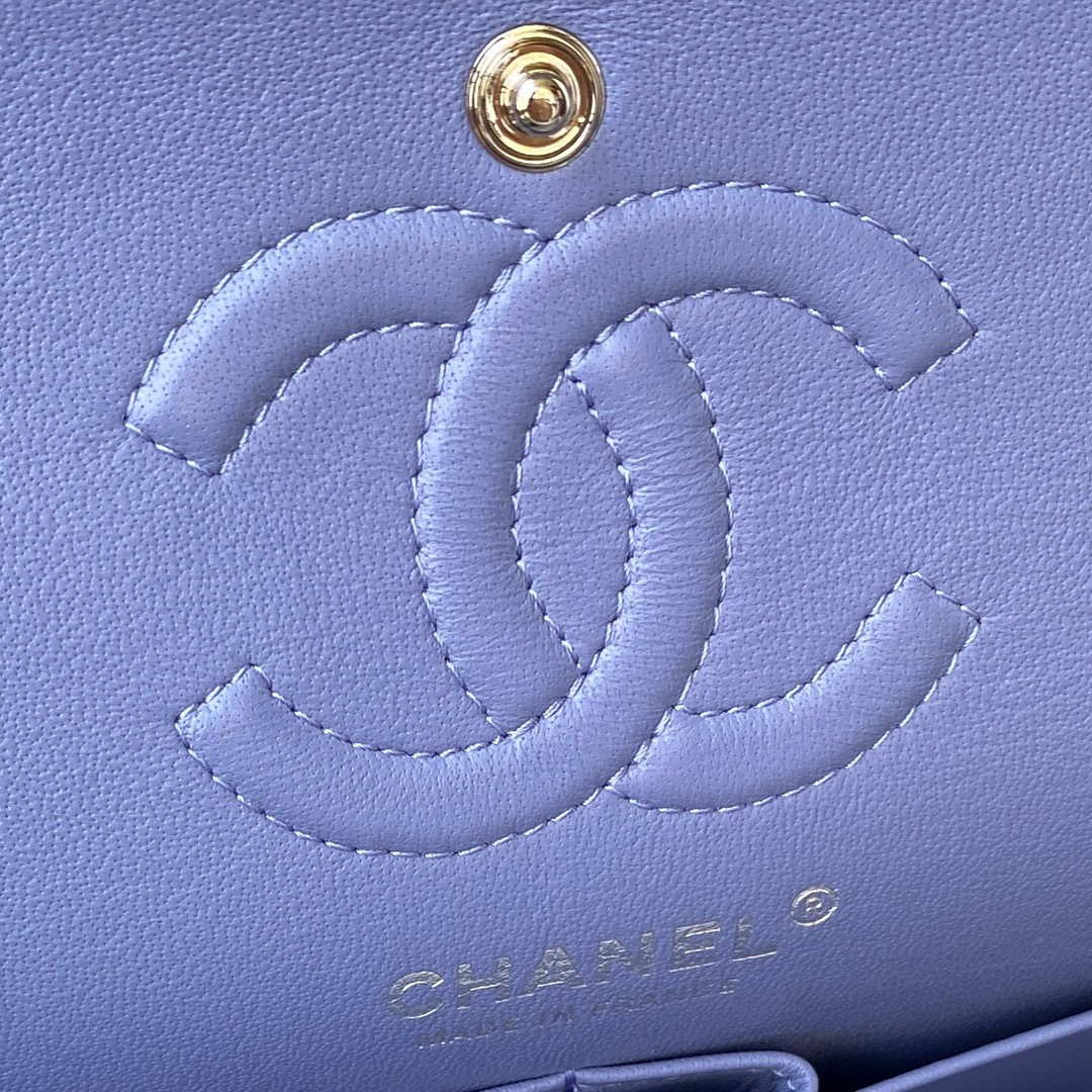 Chanel A01113 Flap Handbag Classic Bag Lambskin Purple Silver - Default Title - View 8