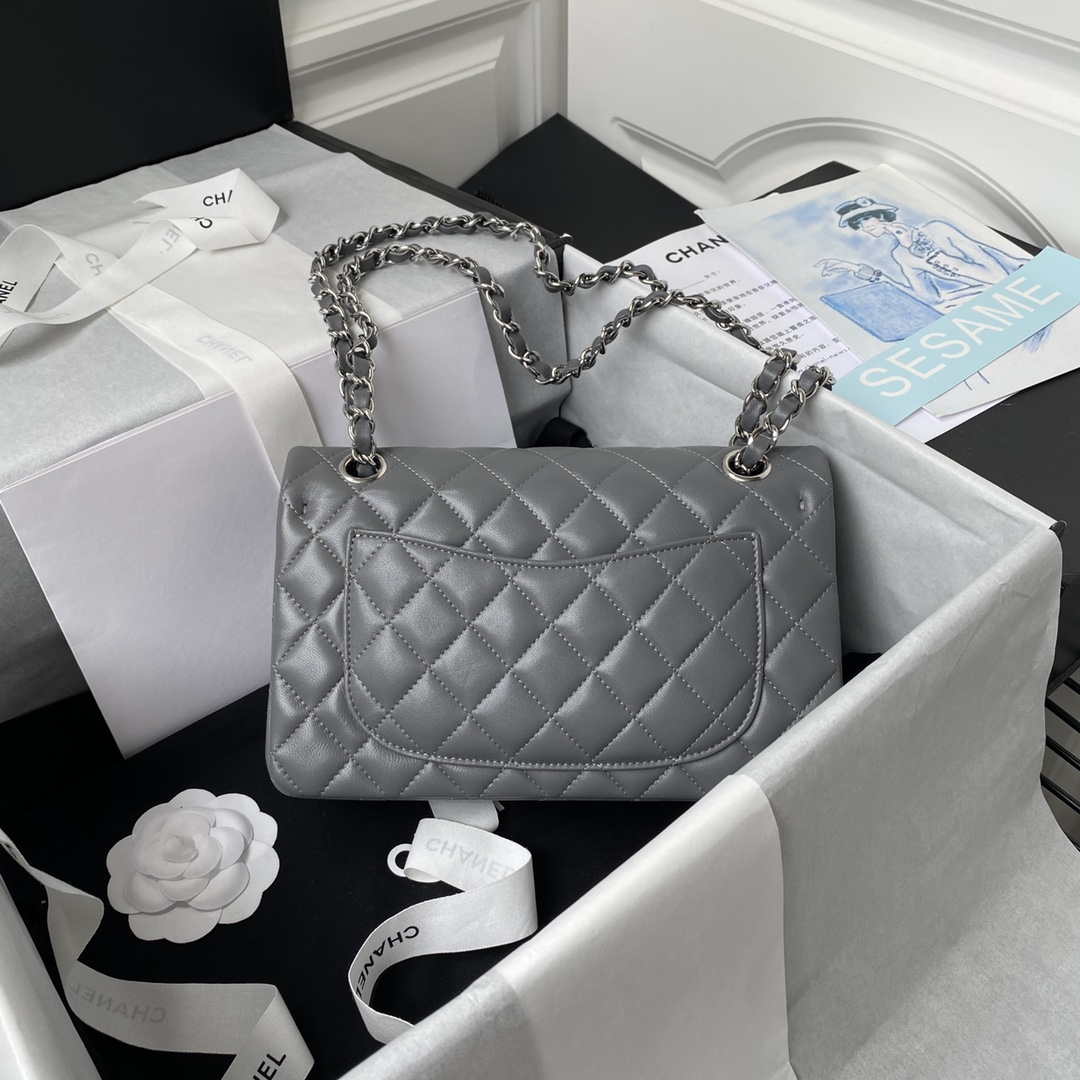Chanel A01113 Flap Handbag Classic Bag Lambskin Gray Silver - Default Title - View 2