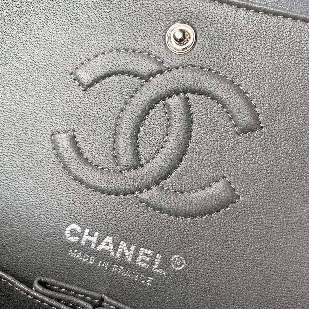 Chanel A01113 Flap Handbag Classic Bag Lambskin Gray Silver - Default Title - View 7