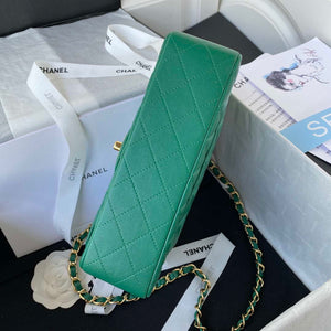 Chanel A01113 Flap Handbag Classic Bag Lambskin Green Gold - Default Title - View 6
