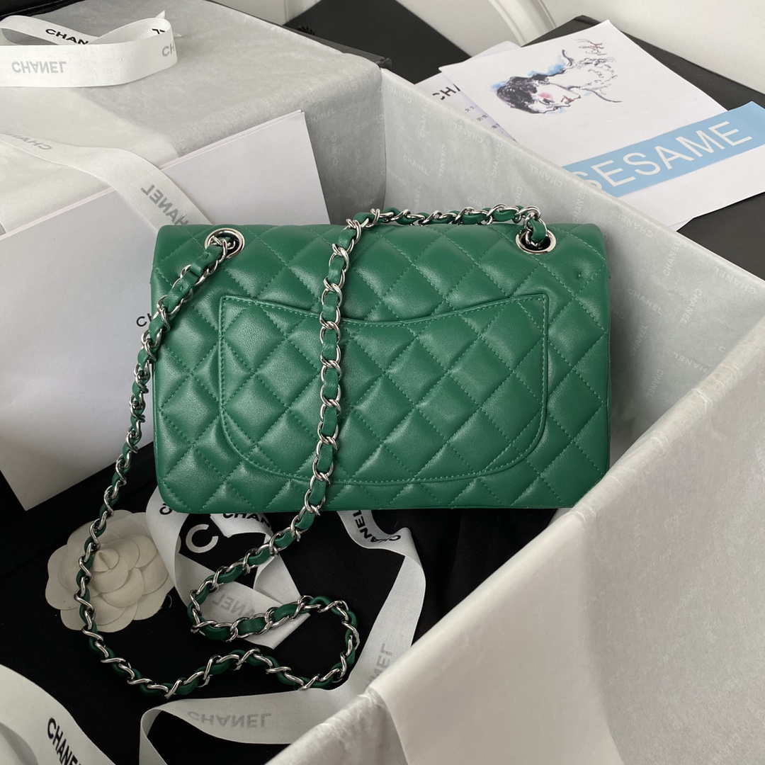 Chanel A01113 Flap Handbag Classic Bag Lambskin Green Silver - Default Title - View 2