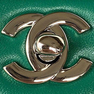 Chanel A01113 Flap Handbag Classic Bag Lambskin Green Silver - Default Title - View 3