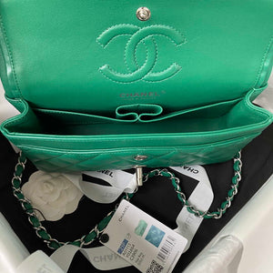 Chanel A01113 Flap Handbag Classic Bag Lambskin Green Silver - Default Title - View 6